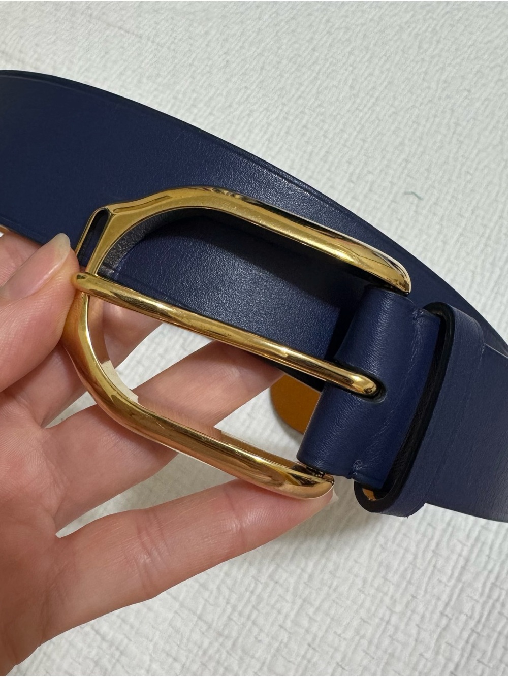 Ralph Lauren Purple Label Navy Leather Belt, women’s, size M, new - Picture 4 of 5